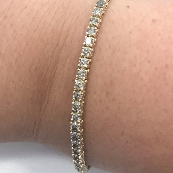 14k yellow gold Champagne diamond bracelet - Picture 2 of 5